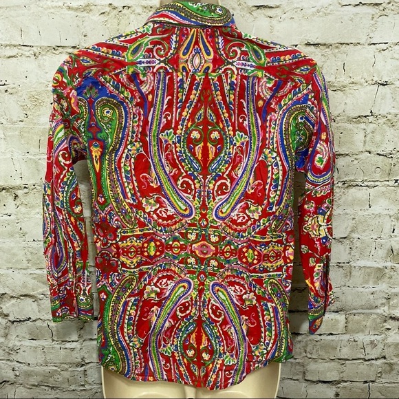 Lauren Ralph Lauren Red Floral 3/4 Sleeve Button Up - Picture 3 of 4